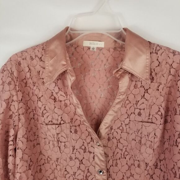 HALO LACE TOP. PINK. SIZE L. PINKY MAUVE. - Picture 5 of 13